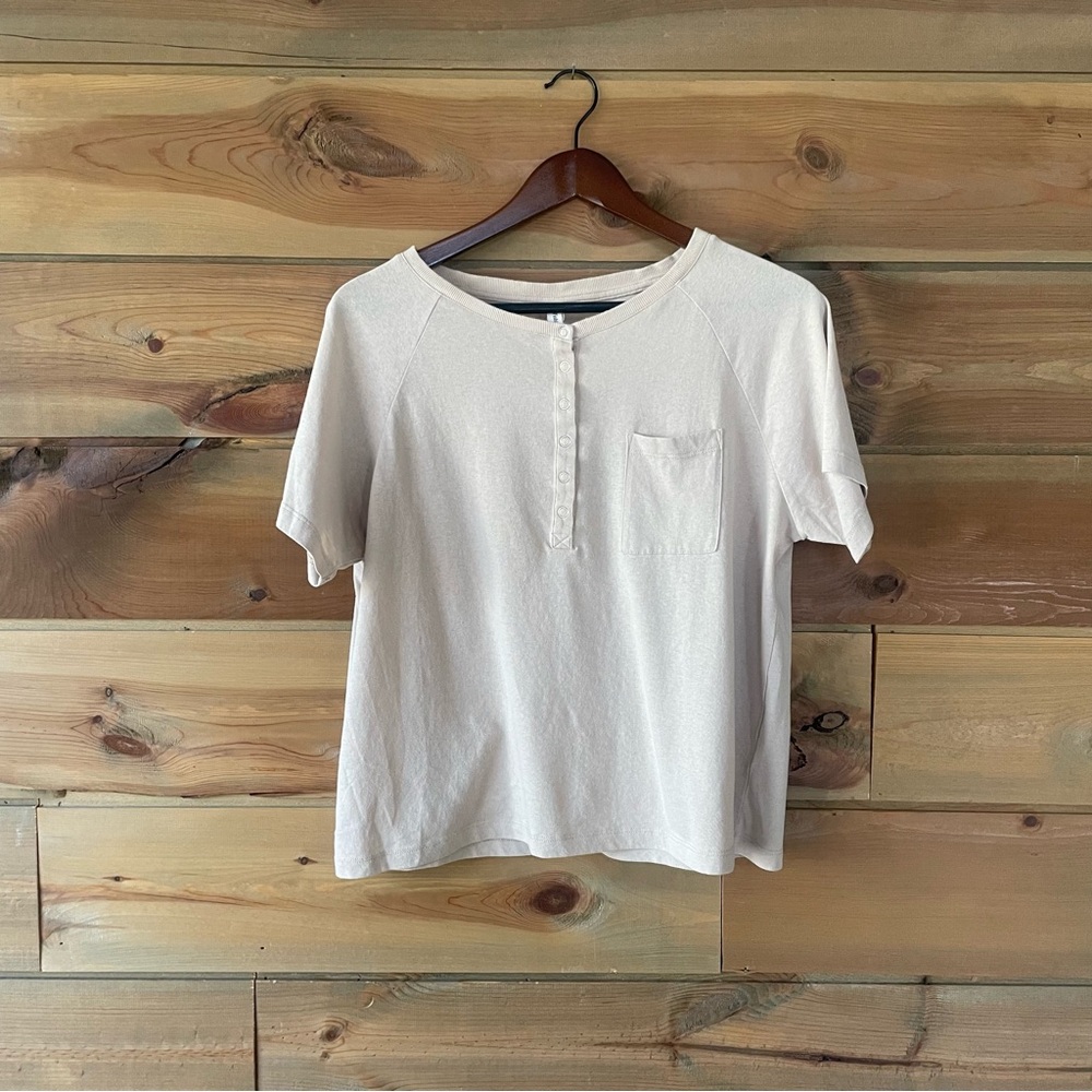Beige Button T-Shirt